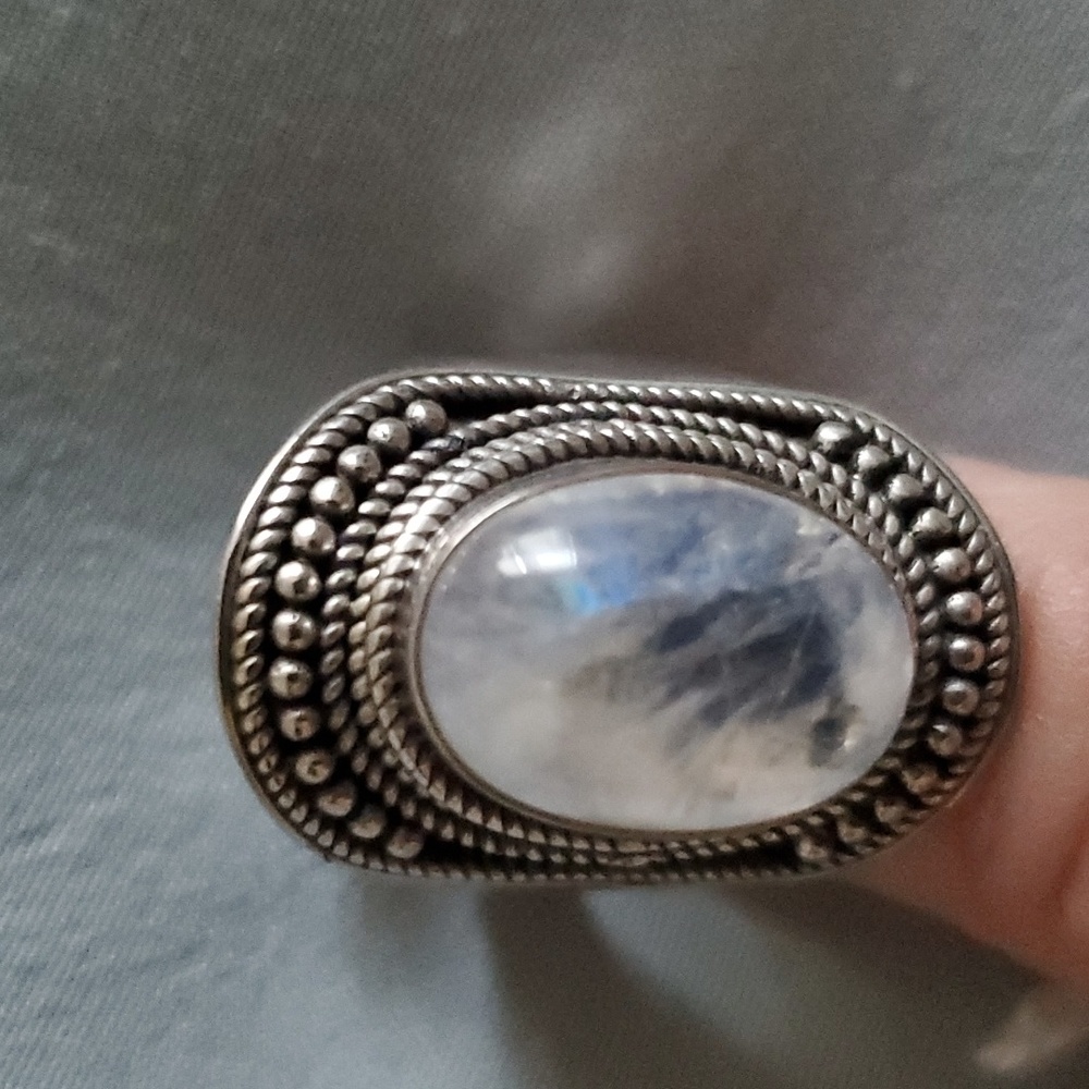 SG's Rainbow Moon Stone Ring made in India - Picture 11 of 16